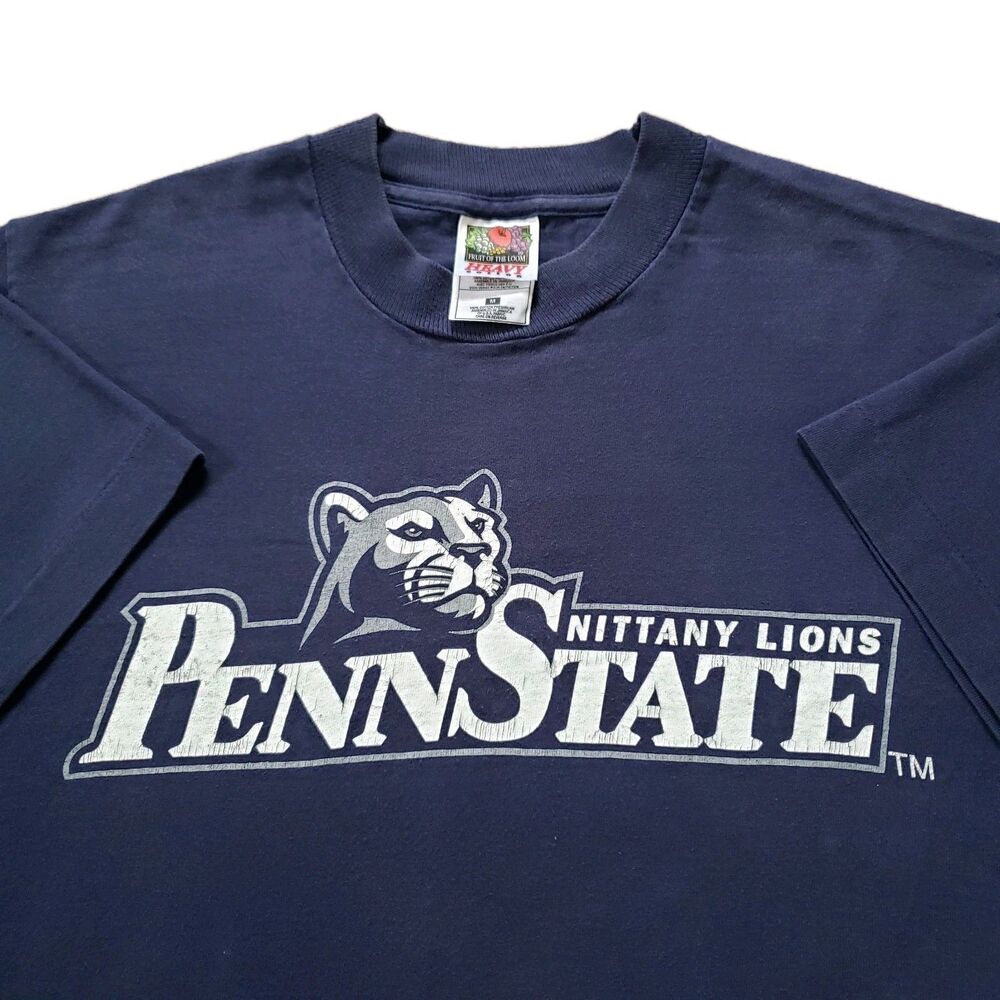 Vintage 90s Penn State Nittany Lions Sz Medium Single Stitch Navy Mens T-Shirt
